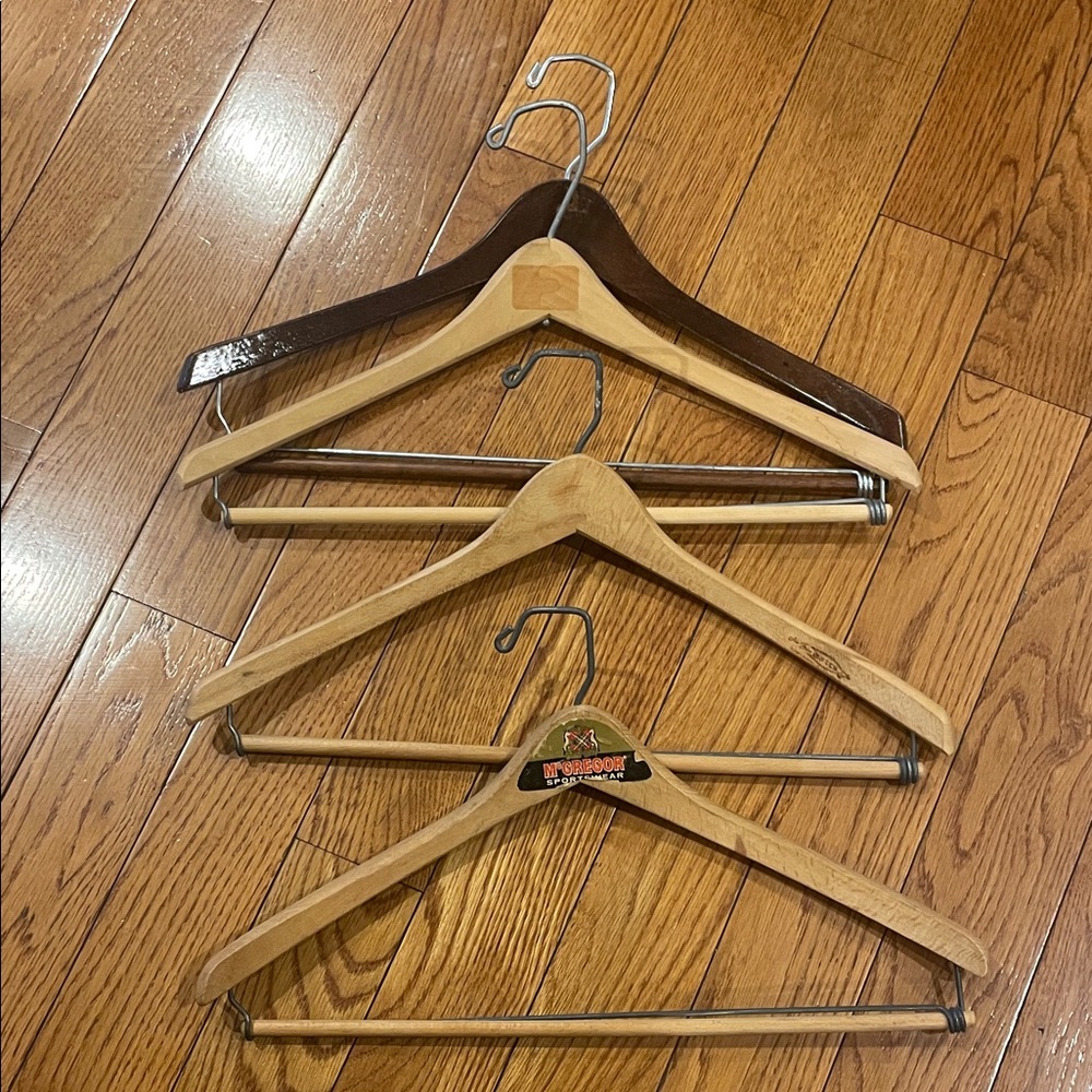 Wooden Clothes Hangers Set 4. see pics for good condition